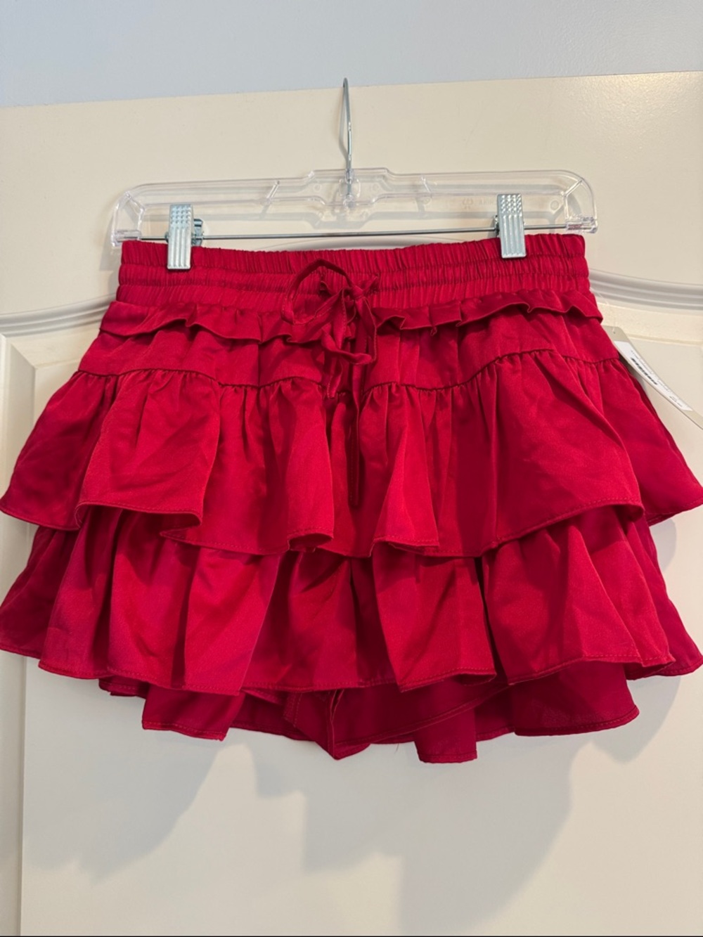 NWT Red Tiered Ruffle Mini Skirt